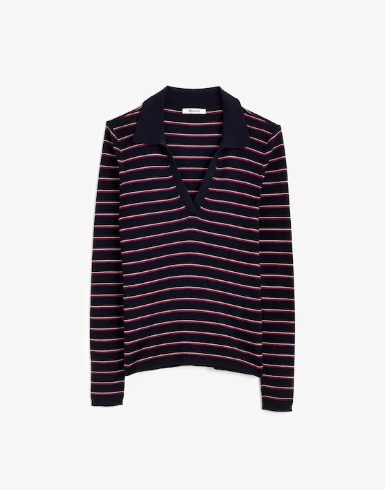 Johnny-Collar Sweater in Merino-Silk Blend | Madewell