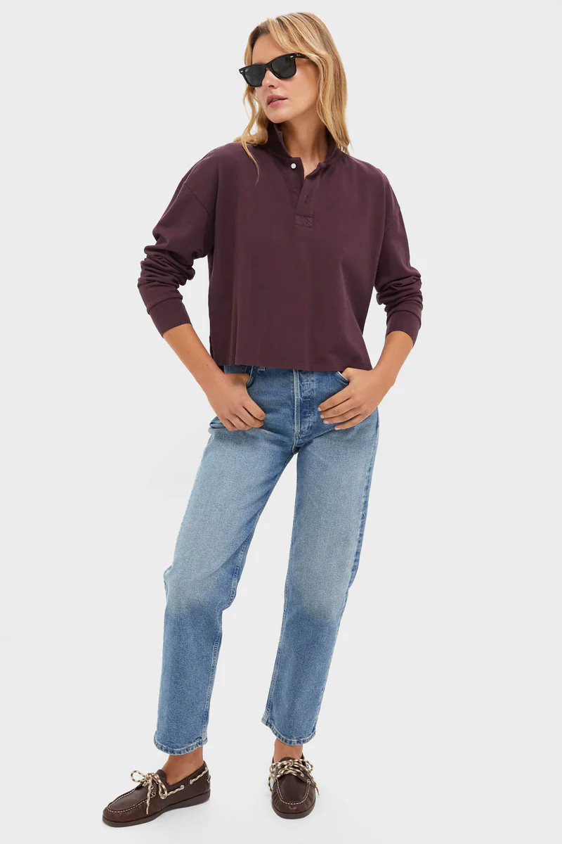 Winetasting Long Sleeve Pique Holmes Boyfriend Polo | Tuckernuck (US)