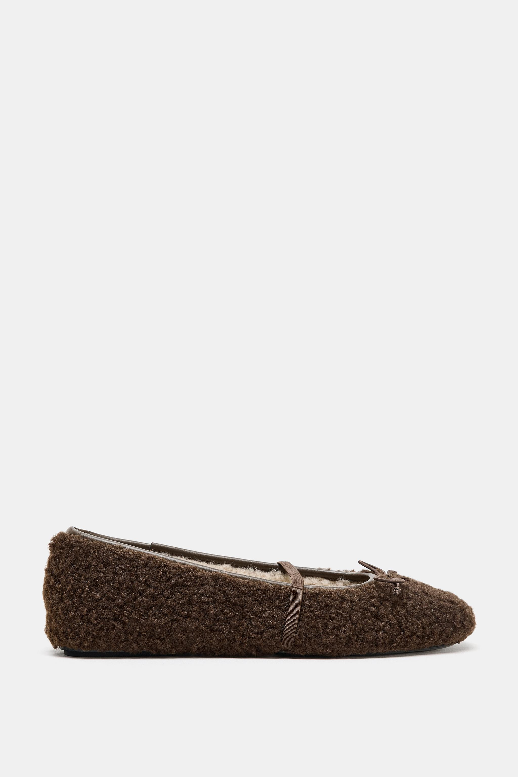 FAUX SHEARLING BALLET FLATS | Zara US