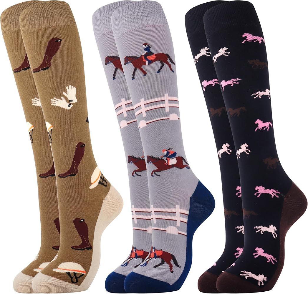 Belloxis Knee High Socks for Women & Teen Girls, Cute Fun Pattern Long Socks for Daily Wear, Holi... | Amazon (US)