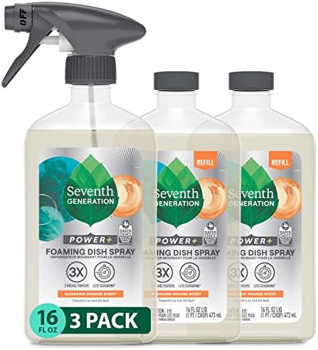 Seventh Generation Foaming Dish Spray, 3 Refills and 1 Sprayhead, 16 Fl Oz (Pack of 3) | Amazon (US)