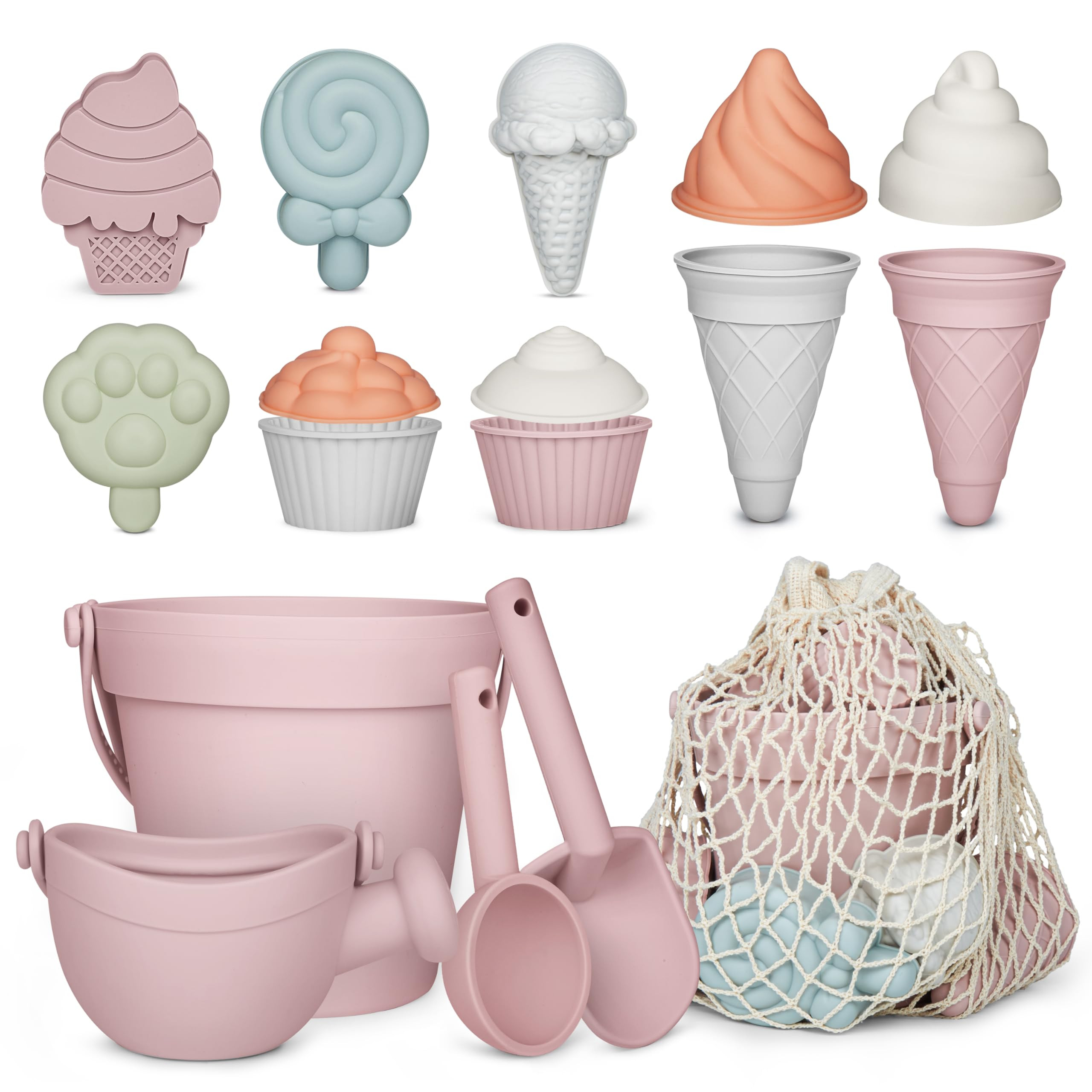 MarcZero 17Pcs Silicone Beach Toys,Modern Baby Beach Toys,Travel Friendly Beach Set,Silicone Buck... | Amazon (US)