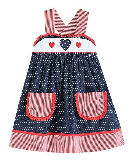 Navy  & Red Americana A-Line Dress - Infant & Girls | Zulily