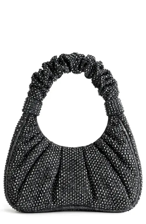 JW PEI Gabbi Rhinestone Ruched Hobo in Anthracite at Nordstrom | Nordstrom