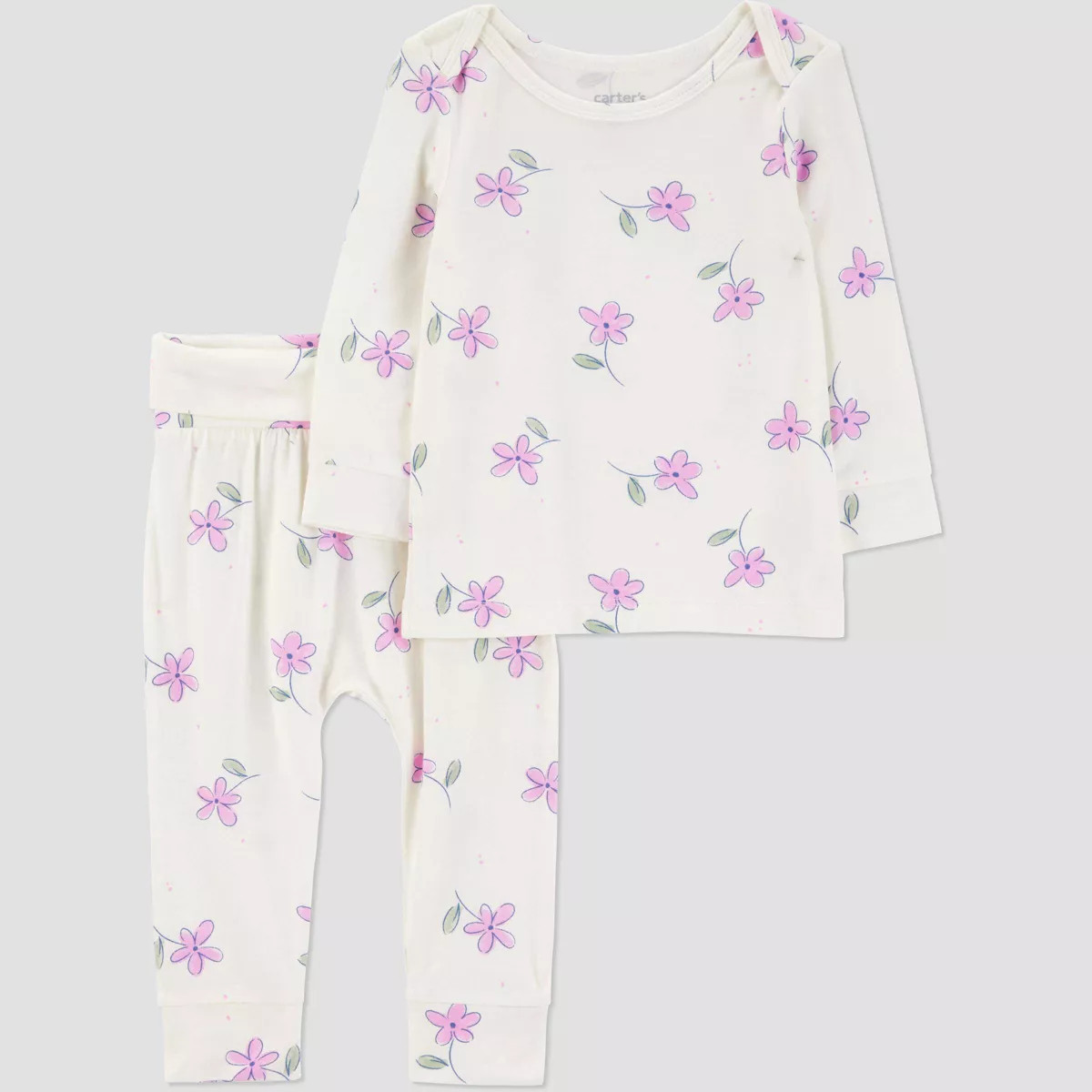 Carter's Just One You® Baby Girls' 2pc Comfy Soft Floral Top & Bottom Set - Ivory/Pink | Target