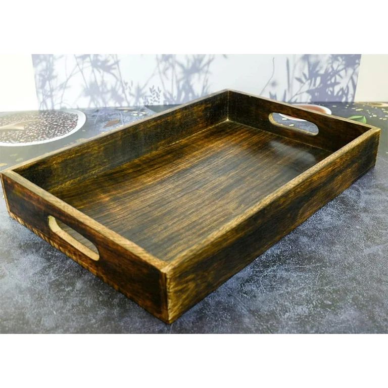 Ajuny Decorative Wooden Tray Platter for Serving Snacks Fruits Hand Carving Plain Design Home Kit... | Walmart (US)