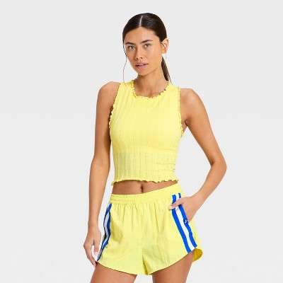 Women's Textured Ribbed Seamless Support Tank Top - JoyLab™ Yellow L | Target