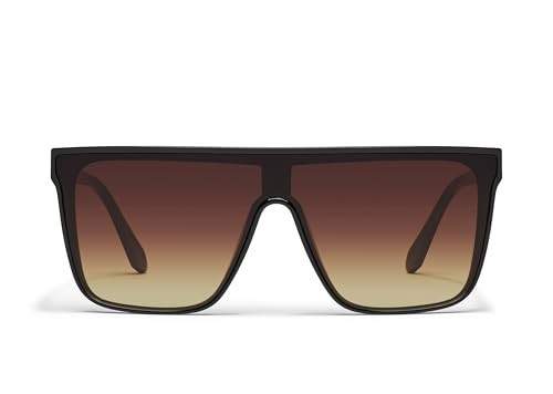 QUAY Shield Sunglasses, Black/Brown Yellow, Medium | Amazon (US)