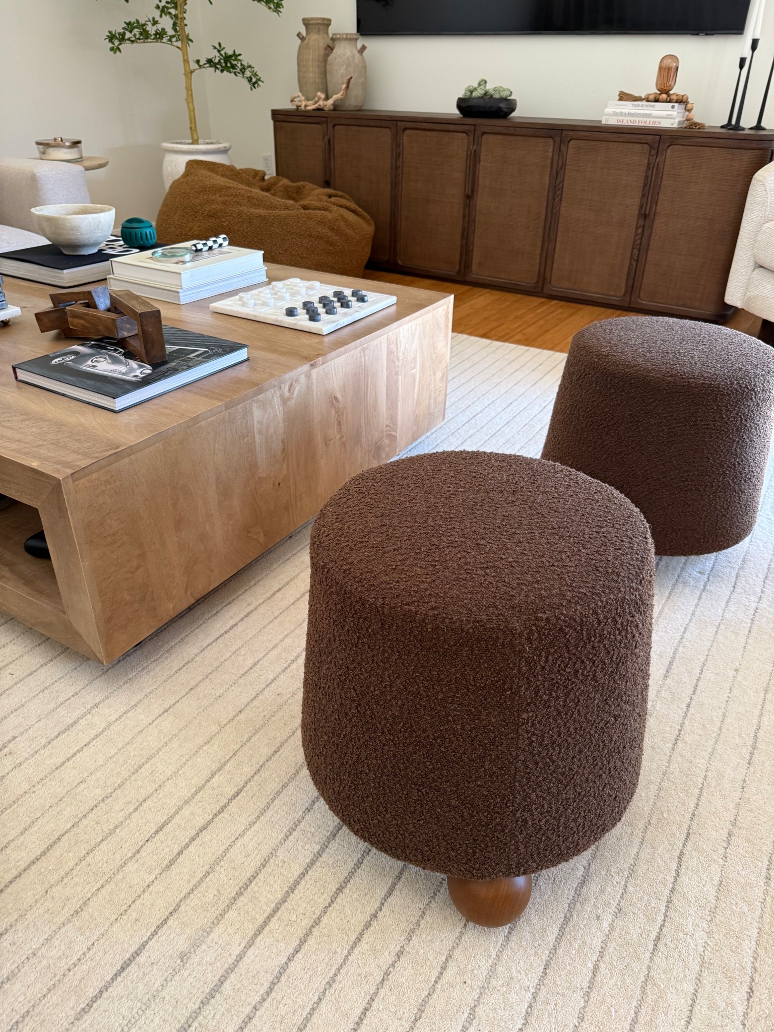 Brown boucle ottomans from Amazon! 

#LTKStyleTip #LTKSaleAlert #LTKHome