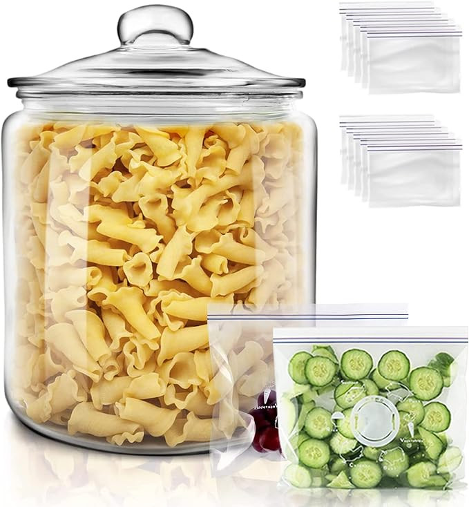 Masthome 1 Gallon Glass Storage Jar, Wide Mouth, Clear Glass Cookie Jars with Airtight Lids, Dish... | Amazon (US)