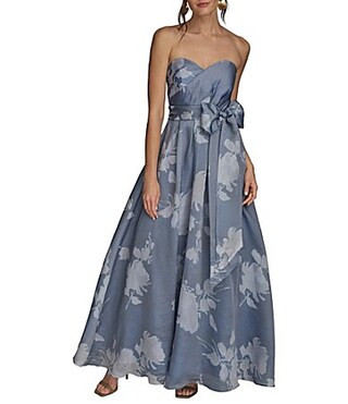Donna Karan Organza Sweetheart Neck Strapless Tie Sash Bow Ballgown - 8 | Dillard's