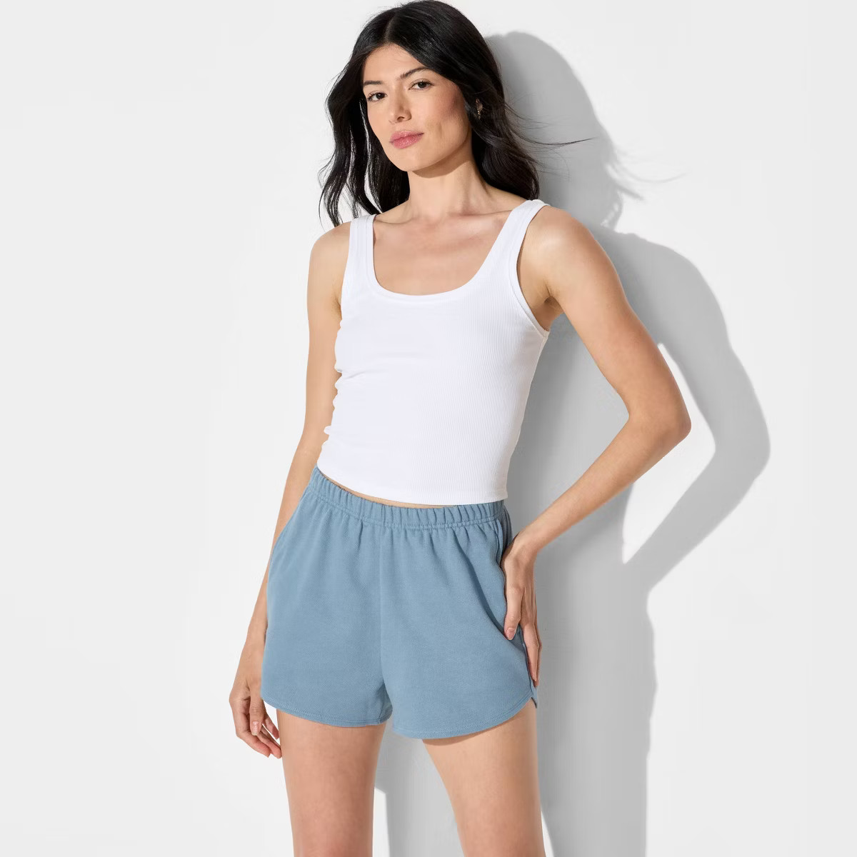 Women's Mid-Rise French Terry Pull-On Shorts - Wild Fable™ Lemon Yellow Striped XXS | Target