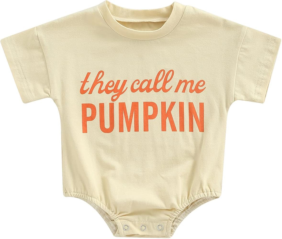 Eadrioss Infant Baby Boys Girls Halloween Outfit - Oversized Pumpkin Letter Print Romper Baby Hallow | Amazon (US)