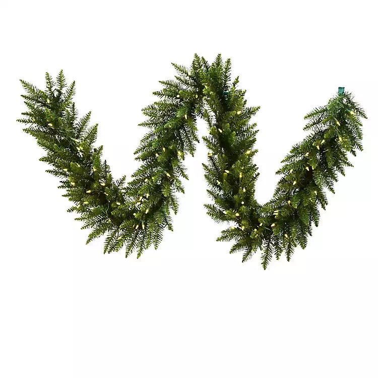 White Pre-Lit Camdon Fir Garland | Kirkland's Home
