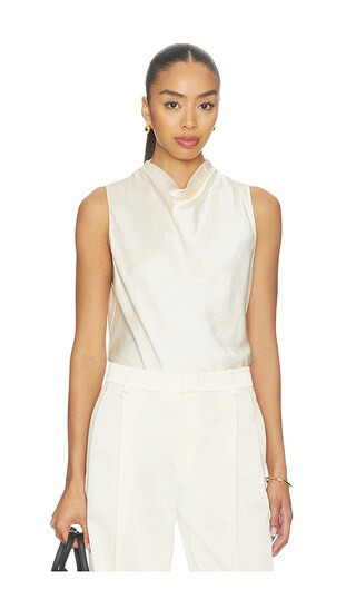Vince Cropped Cowl Neck Top in Ivory. - size S | Revolve Clothing (Global)