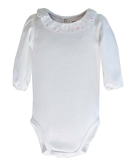 White Smocked Ruffle-Collar Bodysuit - Newborn & Infant | Zulily