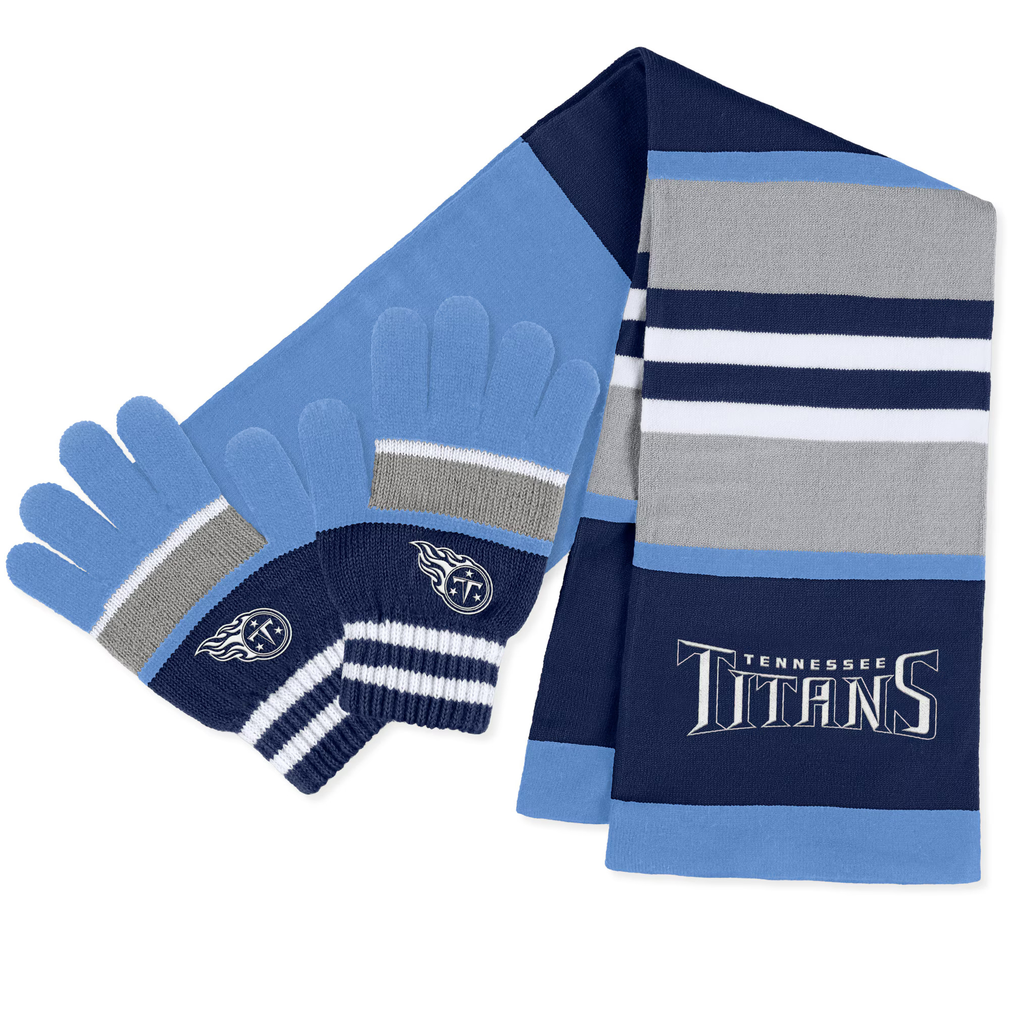 Tennessee Titans WEAR by Erin Andrews Women's Stripe Glove & Scarf Set | Fanatics