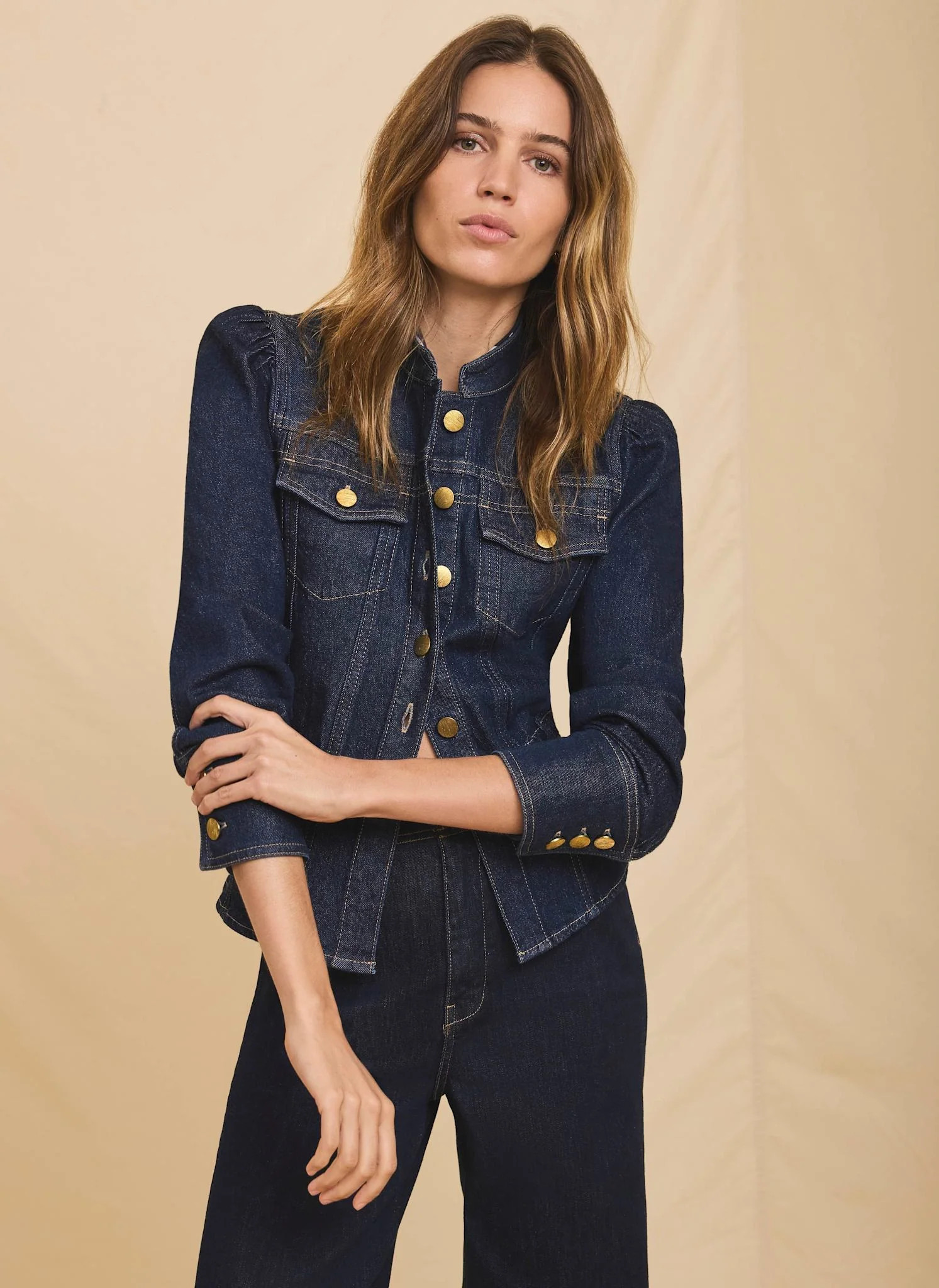 Dark Indigo Puff Sleeve Denim Jacket | Mint Velvet