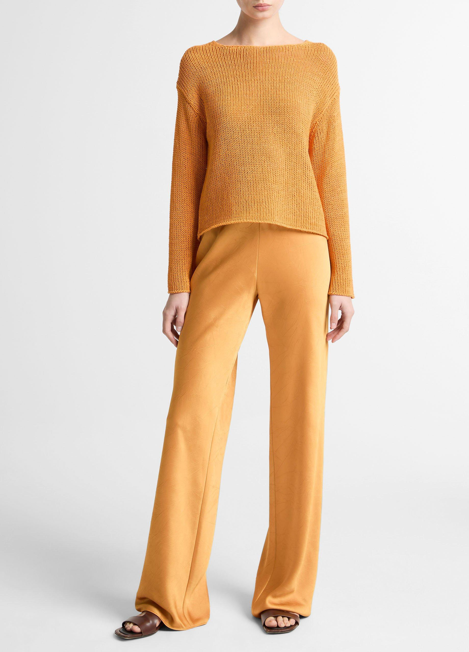 Colette High-Rise Crushed Satin Bias Pant, Clementine, Size XS Vince | Vince LLC