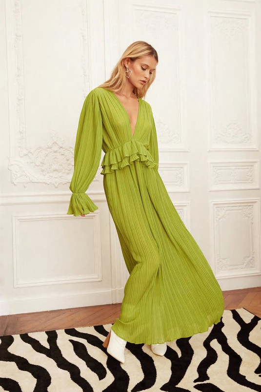 Ruffle Plunging Pleated Maxi Dress | NastyGal (UK, IE)