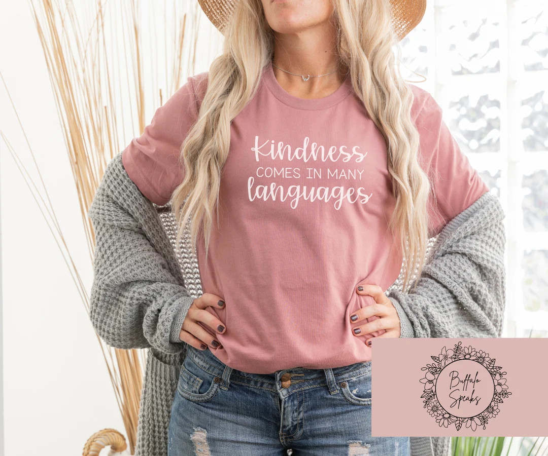 Kindness Comes in Many Languages Unisex Jersey Short Sleeve Tee, Be Kind, Teacher Tee, Teacher Gi... | Etsy (US)