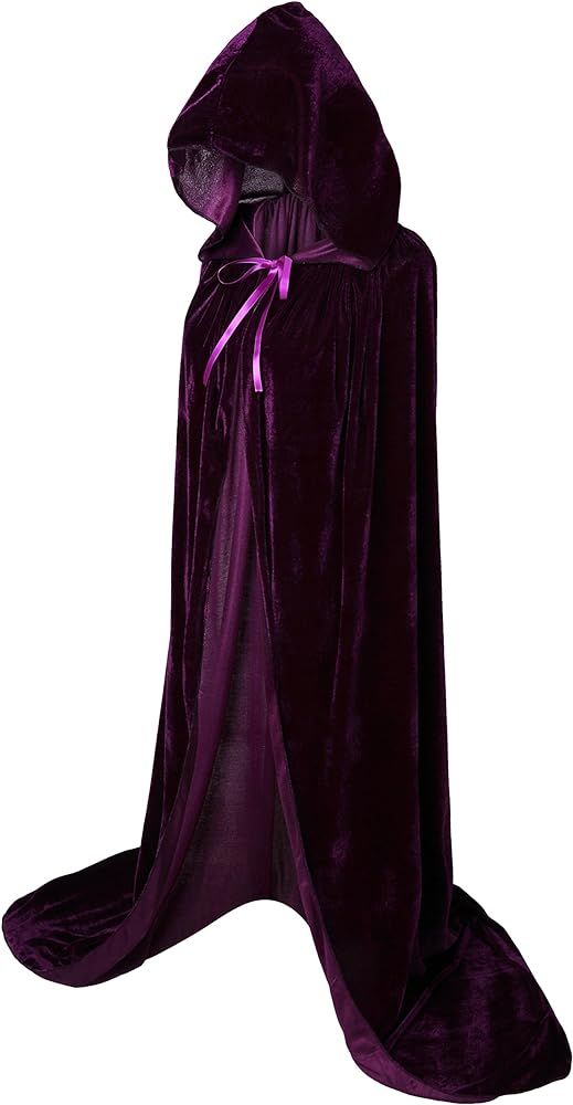 VGLOOK Hooded Cloak Long Velvet Cape for Christmas Halloween Cosplay Costumes 59inch | Amazon (US)