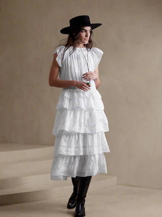 Selene Embroidered Midi Dress | Banana Republic (US)