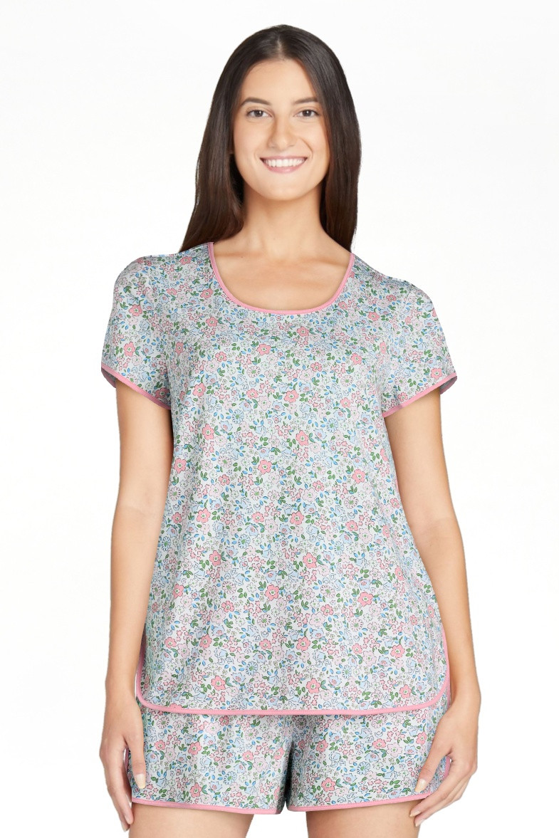 Joyspun Women's and Women’s Plus Lightweight Sleep Tee and Shorts Set, 2-Piece, Sizes XS to 3X | Walmart (US)