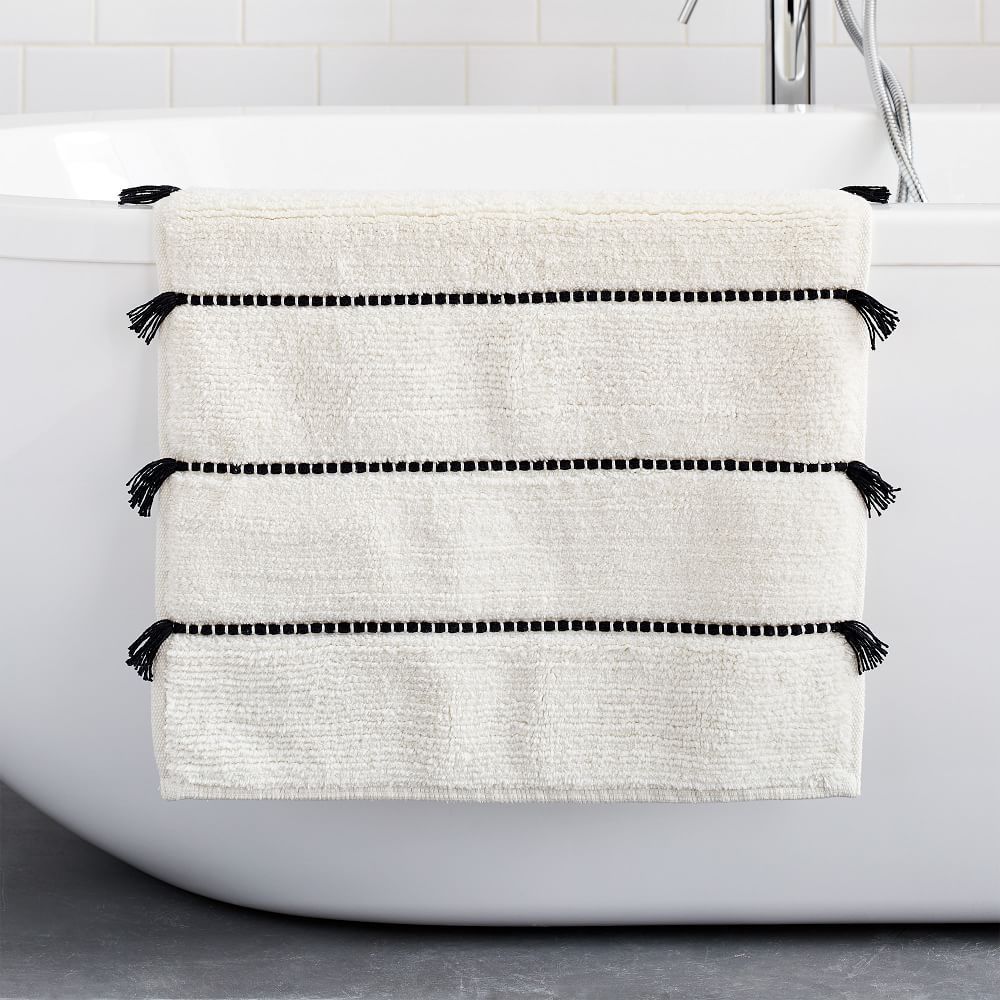 Organic Tassel Stripe Bath Mat | West Elm (US)