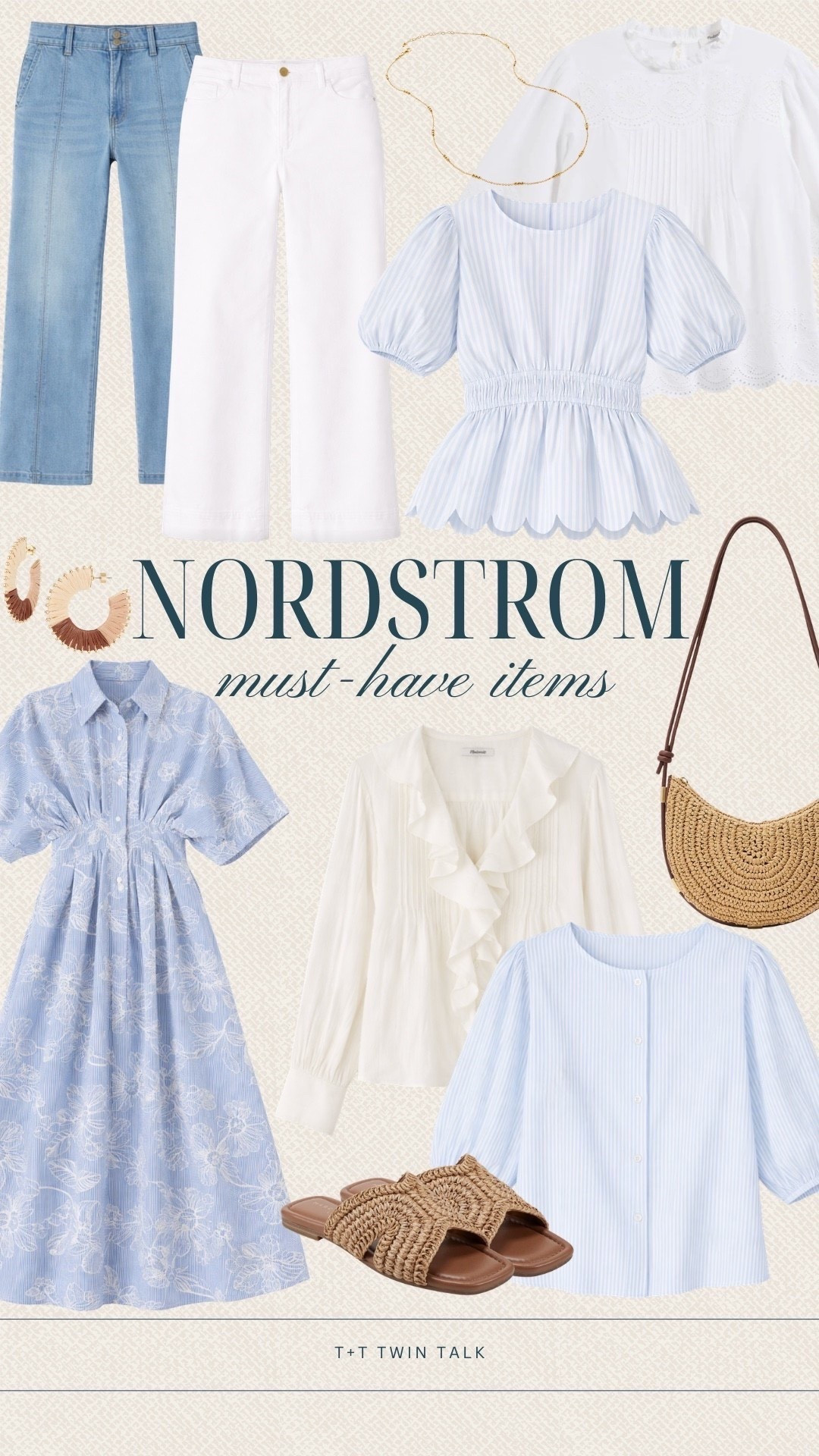 We’re loving these soft blues paired with white from Nordstrom. We added raffia accessories for a natural touch, along with simple jewelry to keep it light. These pieces are perfect for brunch or an easy day out.s

#LTKMidsize #LTKSeasonal #LTKOver40