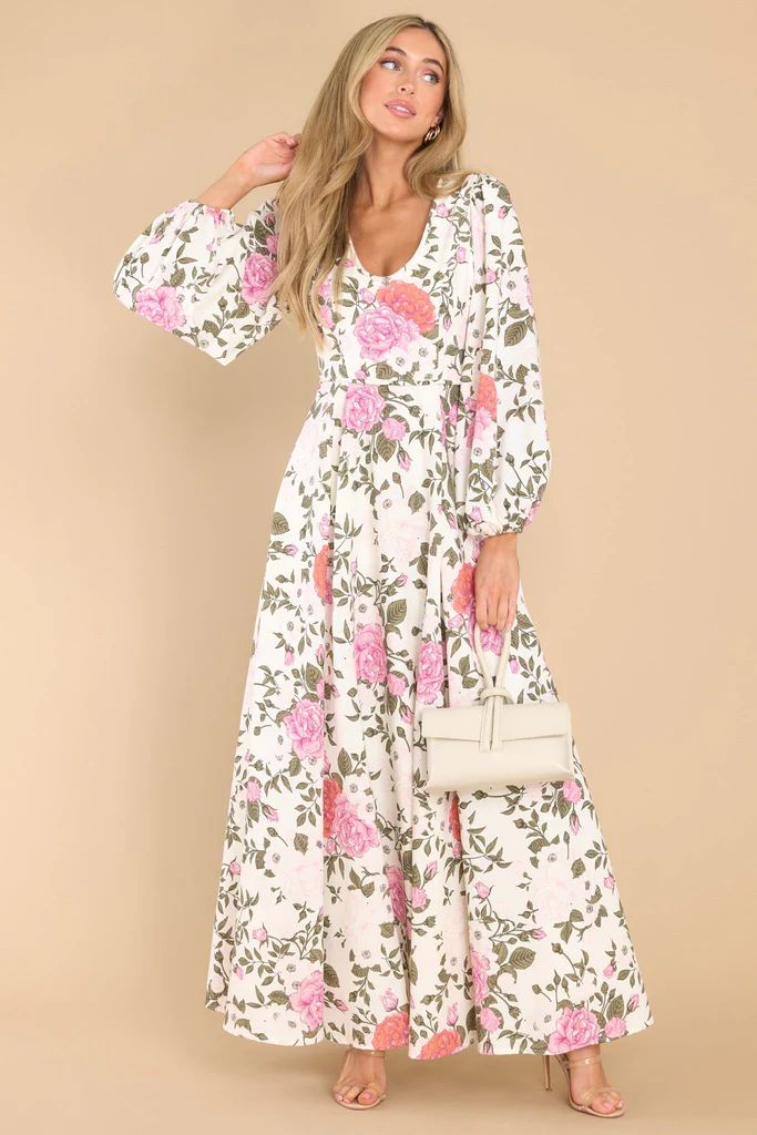 Real Change Ivory Floral Maxi Dress | Red Dress 