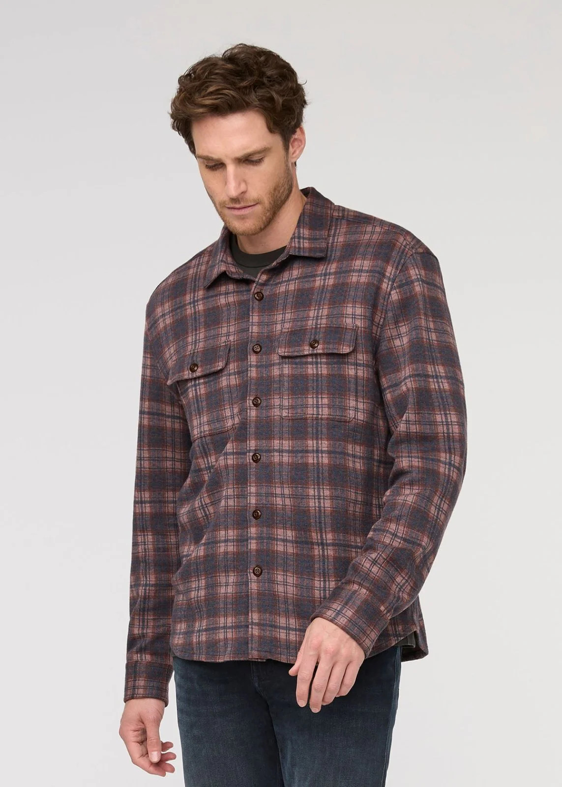 Performance Flannel Button Down - Heather Mauve Plaid | DUER