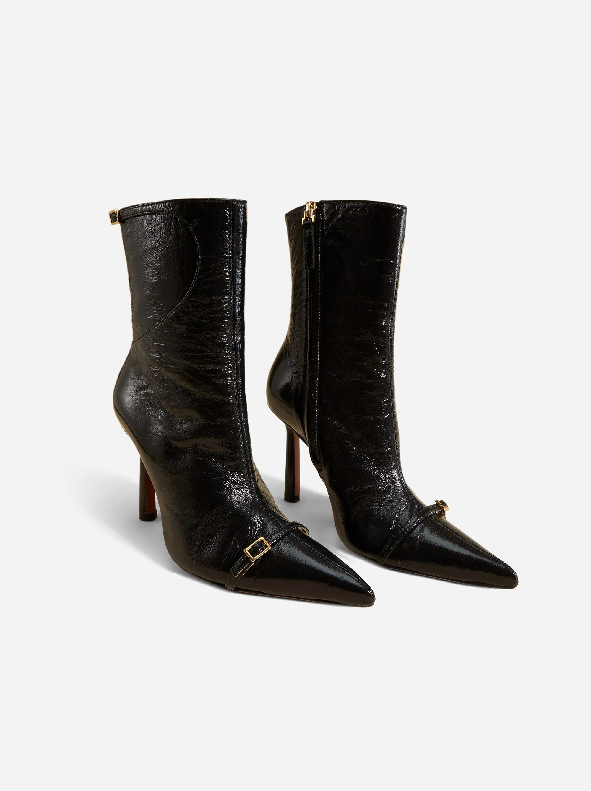 Pointy Toe Ankle Boots Black High Gloss by Manu Atelier | Manu Atelier