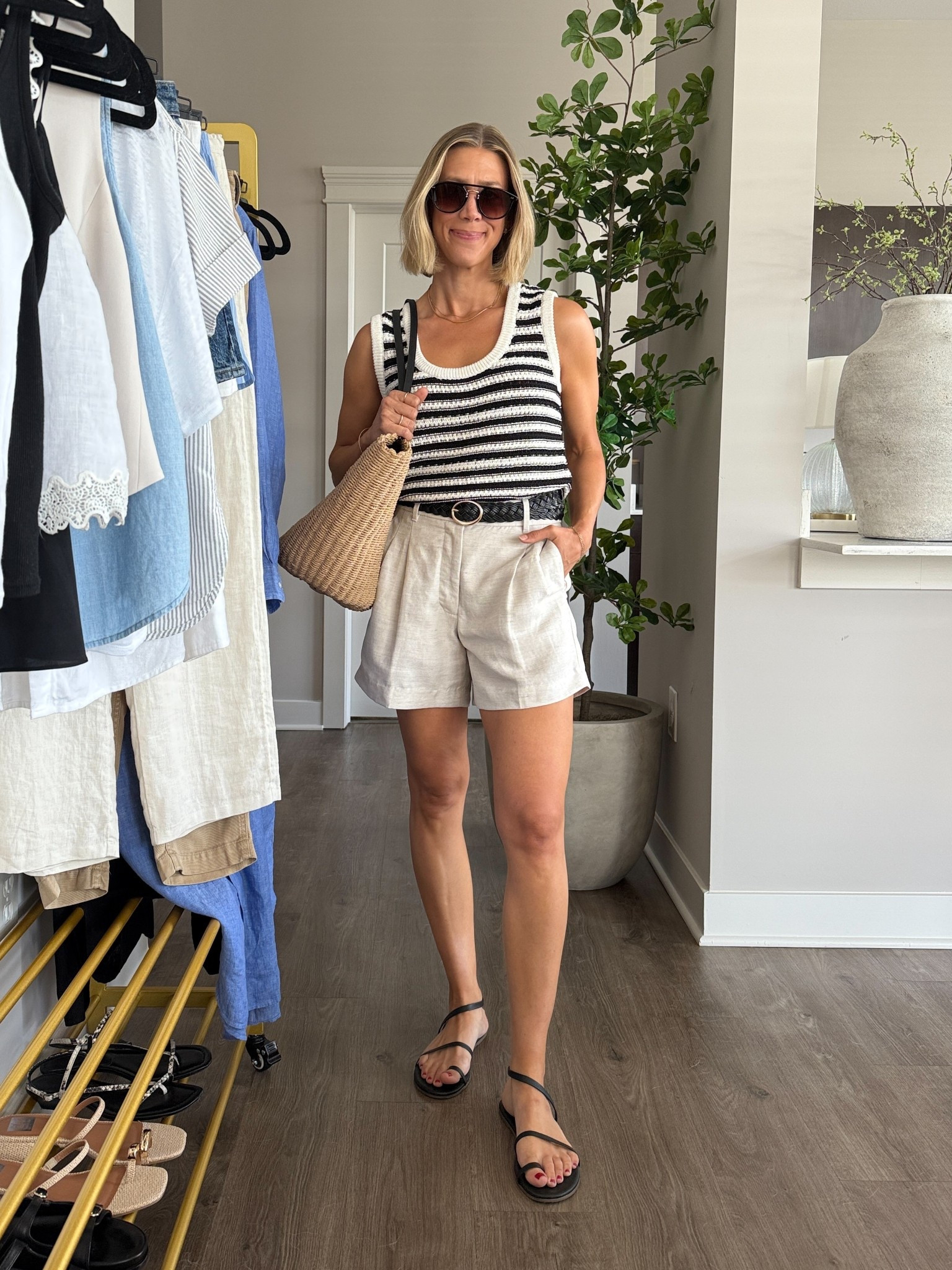 Wearing 4 linen shorts, XS knit tank, small belt, sandals tts

#LTKFindsUnder50 #LTKStyleTip #LTKFindsUnder100