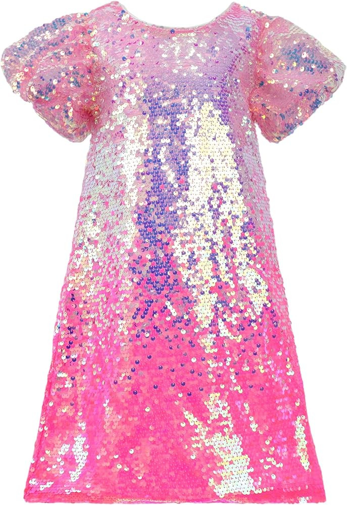 2Bunnies Girl Ombre Pastel Gradient Shimmer Sparkle Colorful Sequin Birthday Dress | Amazon (US)