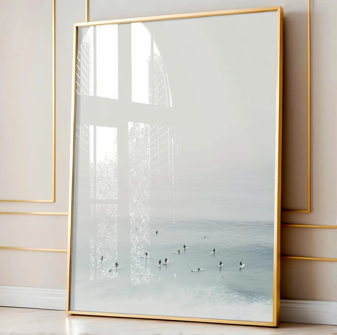 Surfing Wall Art, Beach Ocean Print, Beachy Wall Art, Minimalist Modern Art Coastal Room Decor, W... | Etsy (US)