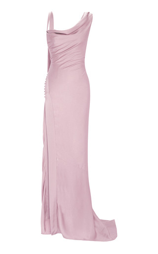 Button-Detail Silk Satin Gown | Moda Operandi (Global)