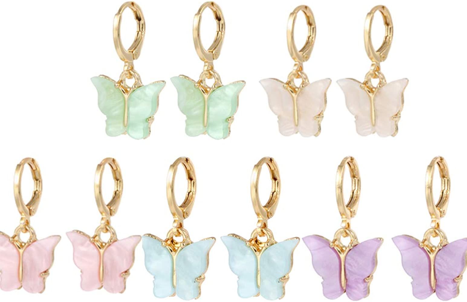 Butterfly Earrings Tiny Hoop Earrings Colorful Acrylic Butterfly Earrings For Women Girls (Small ... | Amazon (US)