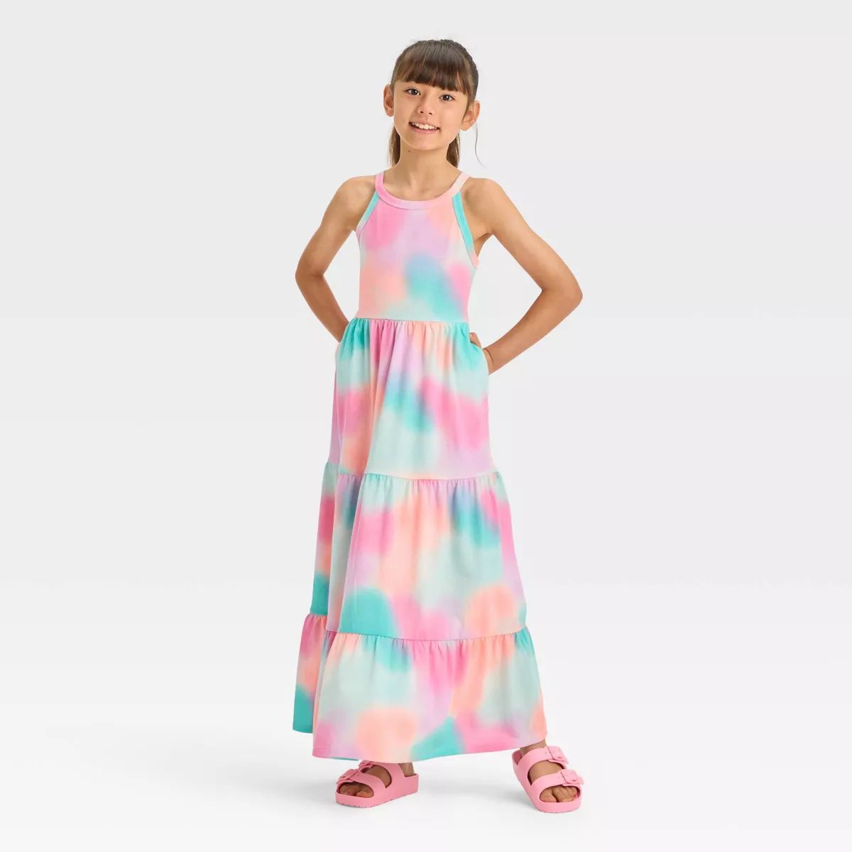 Girls' Tie-Dye Knit Maxi Dress - Cat & Jack™ XS | Target