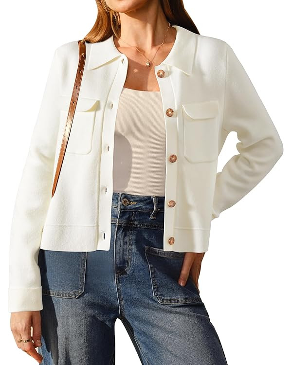 Arach&Cloz Women's Wool Blend Spring Fashion Button Down Cropped Cardigan Sweaters 2026 | Amazon (US)