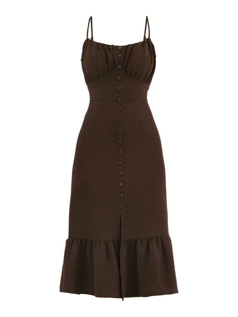 No Boundaries Cami Peasant Midi Dress, Women's | Walmart (US)