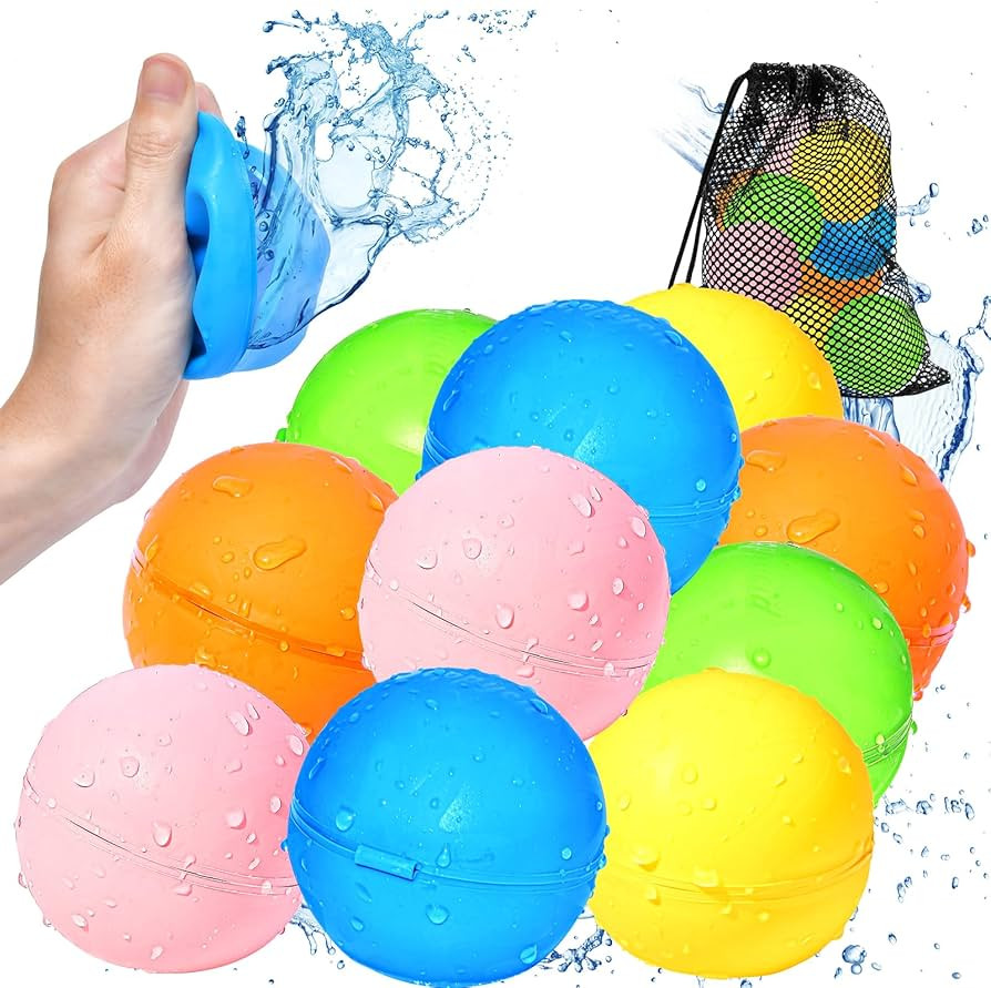 SOPPYCID Water Balloons Reusable Quick Fill - Self Sealing Silicone Water Balls for Kids with Mes... | Amazon (US)