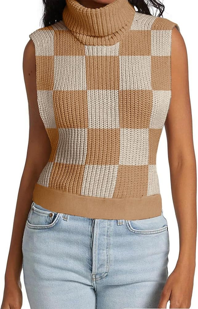 MACNOORA Womens Sleeveless Sweater Vest Turtleneck Ribbed Knit Tank Tops Basic Slim Fit Top | Amazon (US)