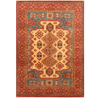 One-of-a-Kind Jevon Hand-Knotted Red/Beige 4'10" x 7' Wool Area Rug | Wayfair North America