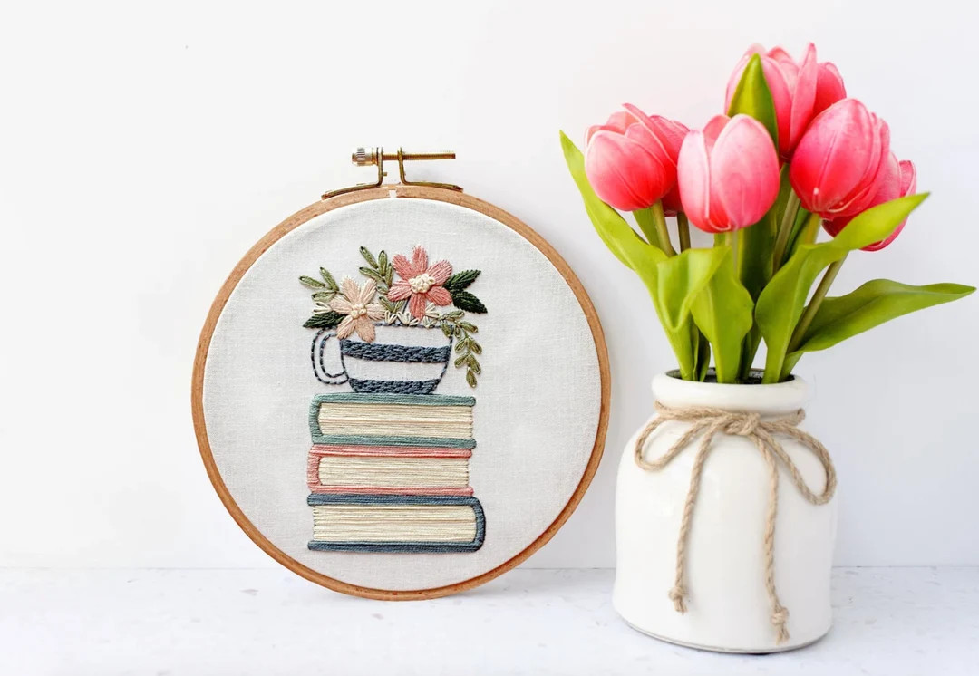 Full Embroidery Kit, Shelf Love Hand Embroidery Pattern, Beginner Embroidery Pattern, Easy Embroi... | Etsy (US)