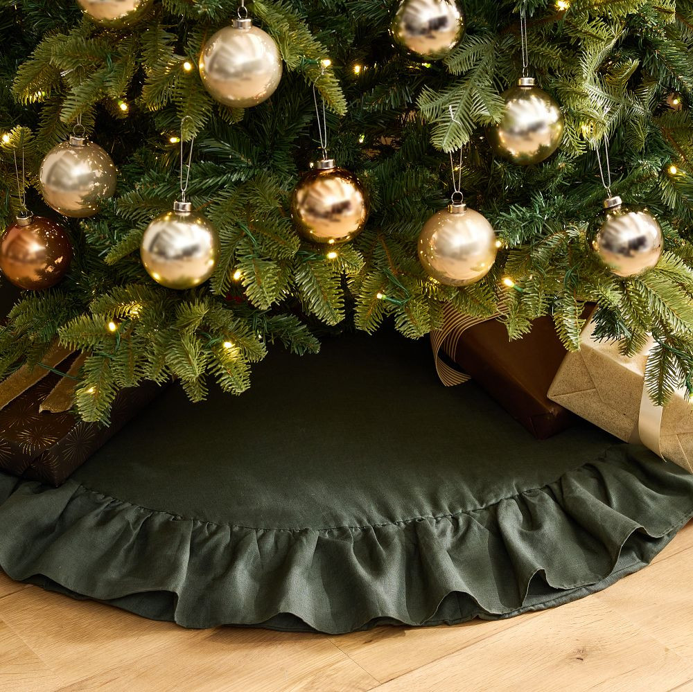 Linen Ruffle Hem Tree Skirt | West Elm (US)
