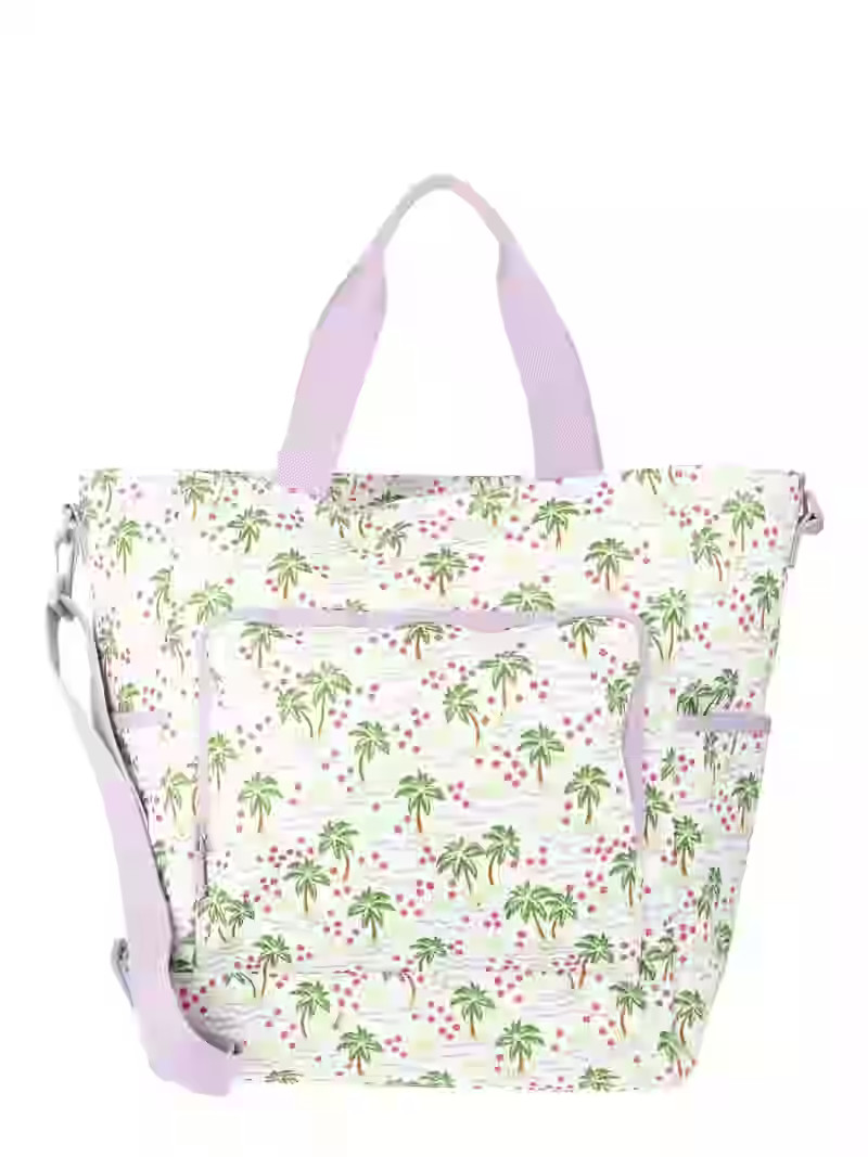 No Boundaries Beach Cooler Tote Bag, White Palm, Women’s | Walmart (US)