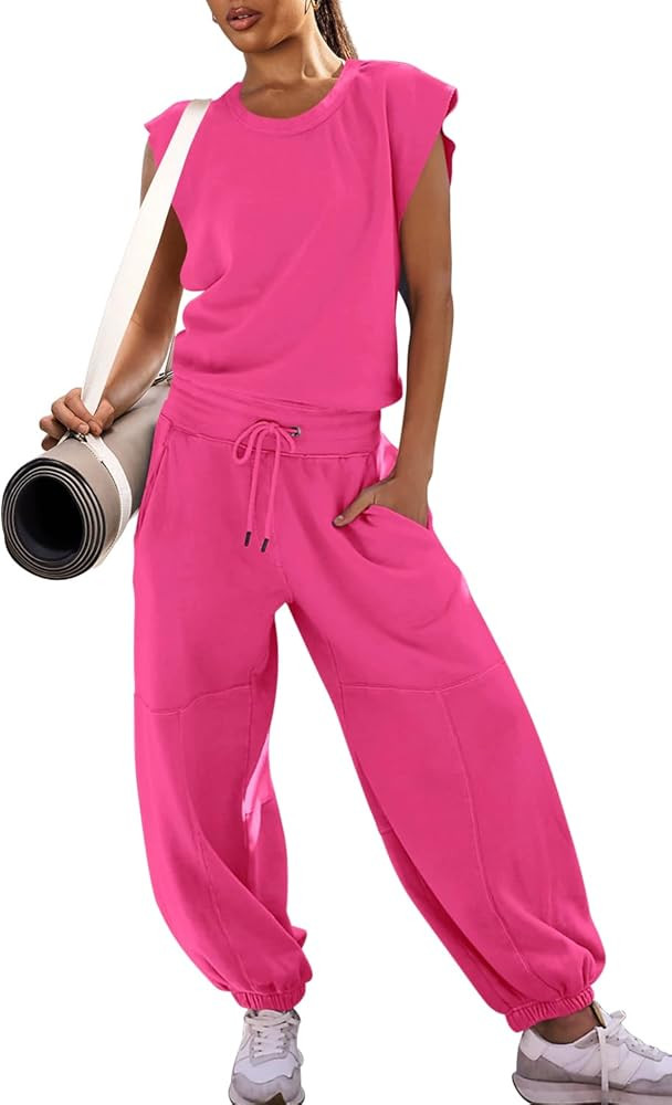 LAMISSCHE Womens Oversized Wide Leg Jumpsuit with Pockets Elastic Waist Workout Onesie Romper Ope... | Amazon (US)