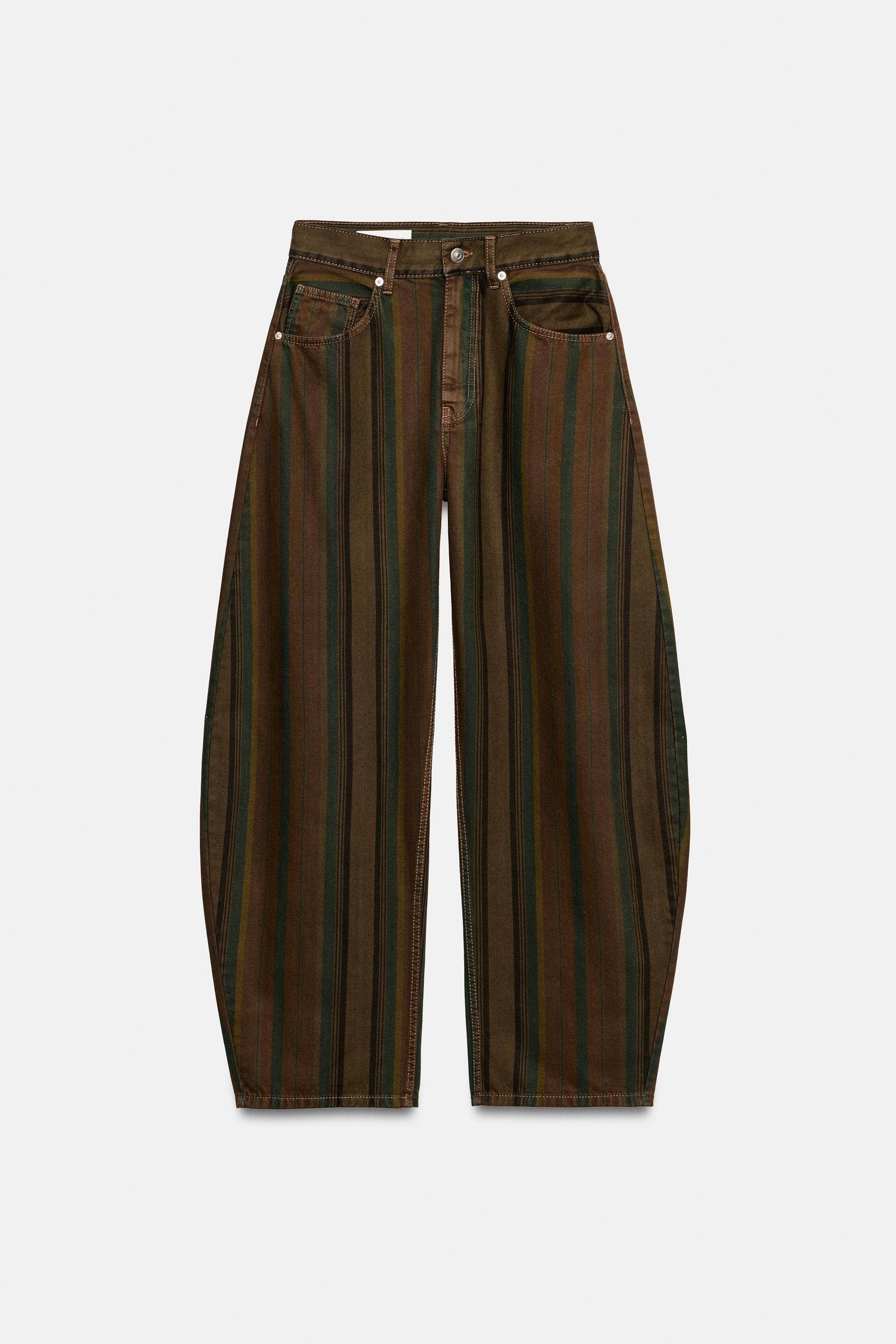 TRF MID-WAIST STRIPED BARREL JEANS | Zara US