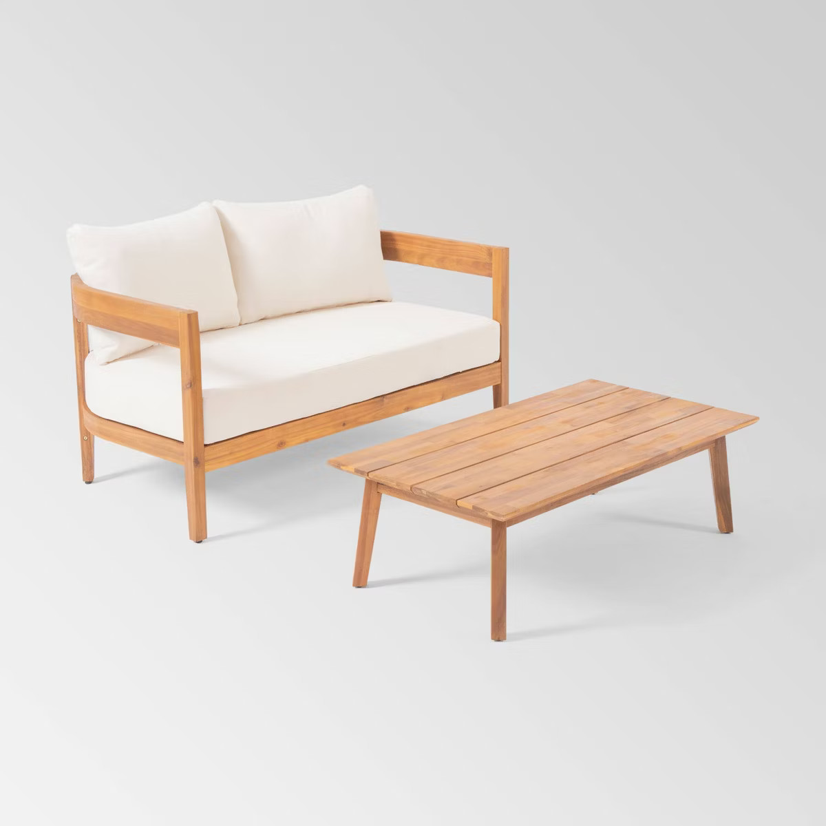 Brooklyn 2pc Acacia Wood Loveseat Set: Outdoor Furniture with Coffee Table - Christopher Knight H... | Target